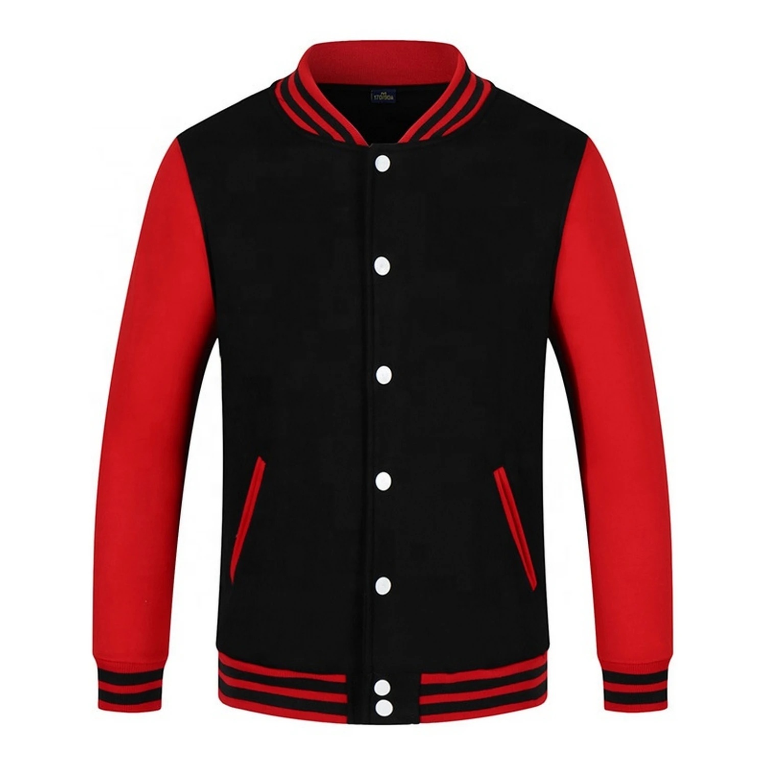 Cool Men Red Baseball Jacket Autumn Fashion Slim Black Sleeve Bomber Jacket Men Varsity Jackets