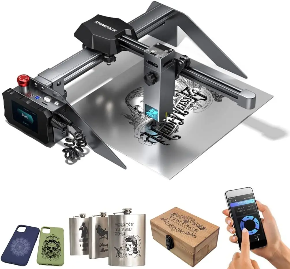 Portable Atomstack P9 M50 Diode Laser Engraving Cutting Machine 220x250mm Ultra-fine Compression Spot Laser Engraver for Wood