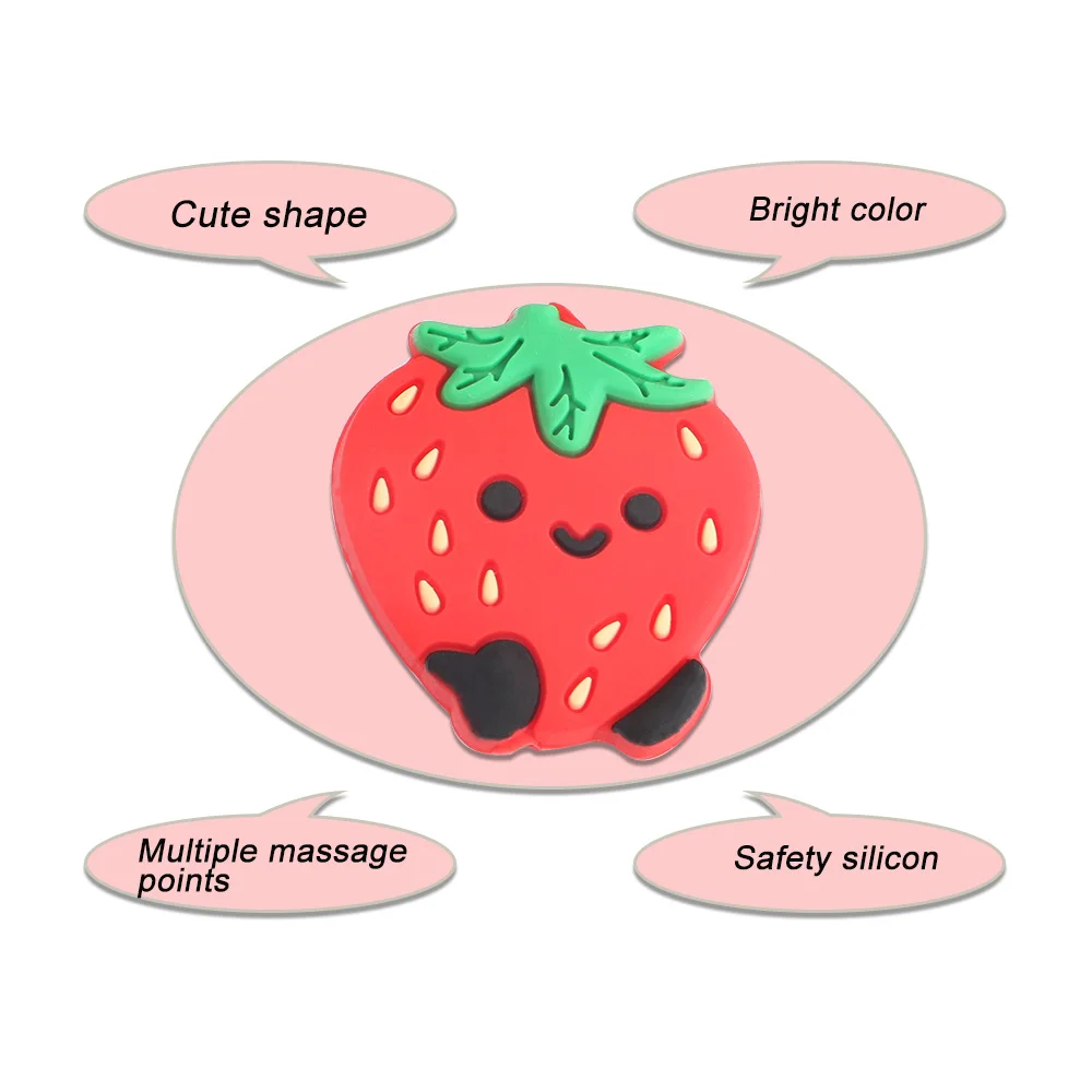 New Design Lovely Neutral Silicon Beads Food Grade Fruit Shape Strawberry Loos Bead