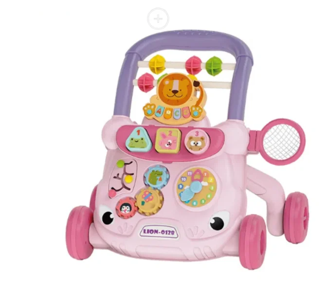Baby Walker Multifunction Infant Stand-to-Sit Toddler Four Wheels Trolley Kids Learning Walking Toddler Toys Piano Drawing Gift