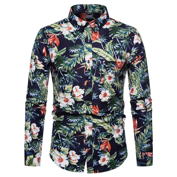 New trend Wholesale Latest Designs Hawaiian Casual 100% Cotton Fancy Flowers Shirts For Mens Wear