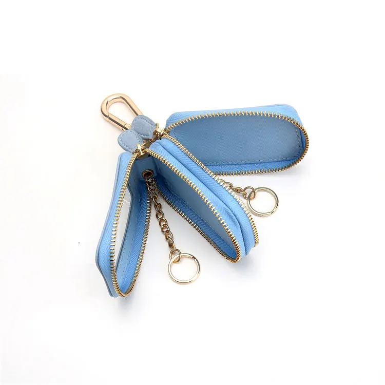 
New Double Zipper Car Key Wallet PU Leather Key Case For Men and Women 