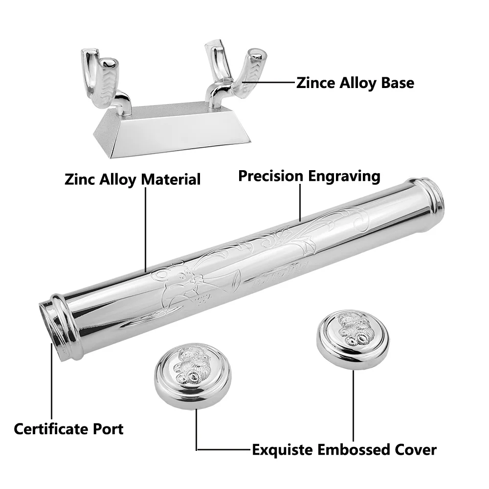 wholesale custom sleek metal paper certificate scroll holders keepsake baby birth certificate tube holder