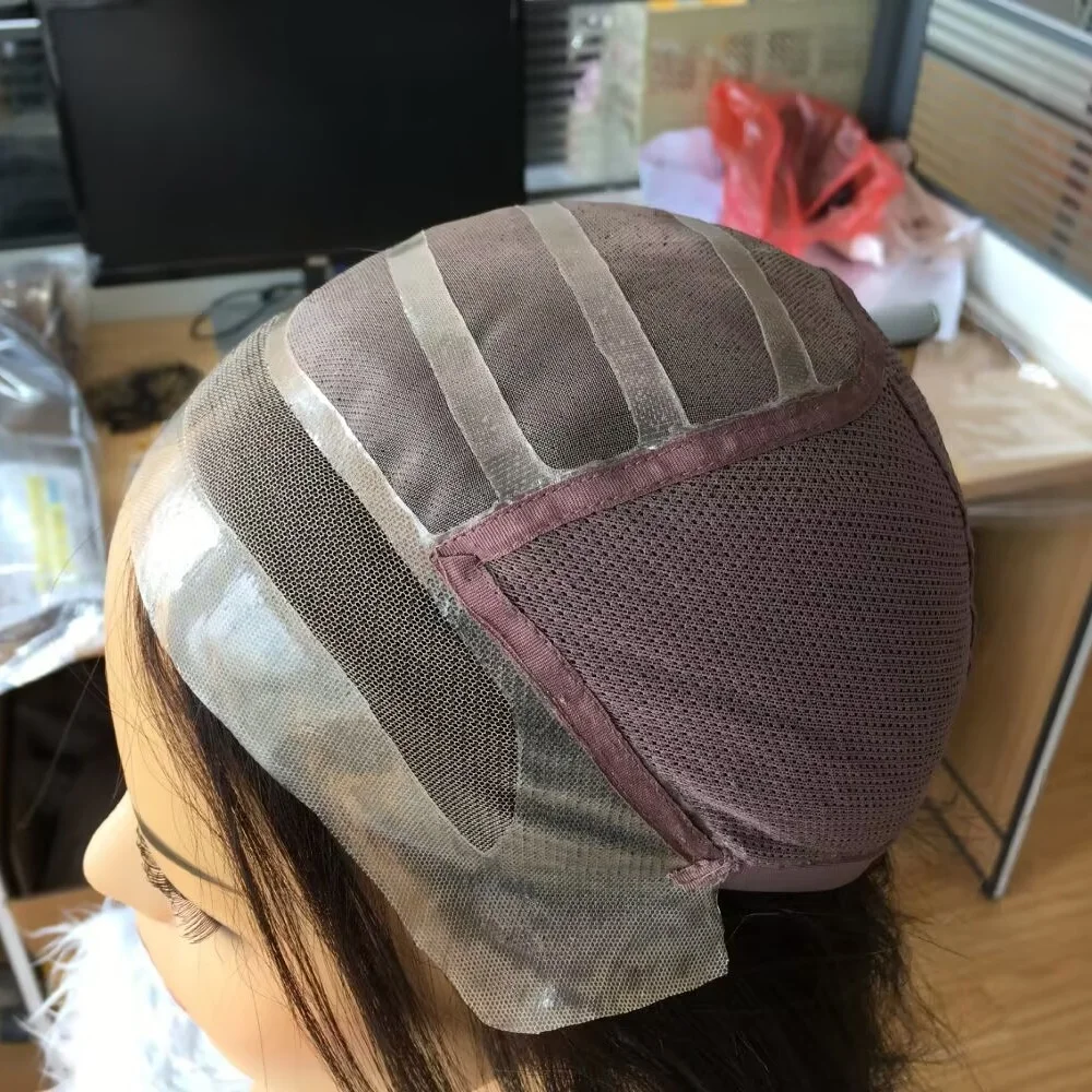 Medical Wig European Human Hair For Alopecia Patients Silicone  Mono Top Virgin Hair With Factory Customize Size Full Hand Made