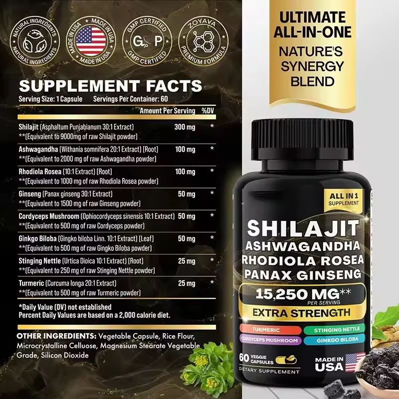 Oem Support Custom Labels Pure Himalayan Shilajit Extract Mineral Himalayan 85 Mineral Capsule Energize And Shilajit Extract