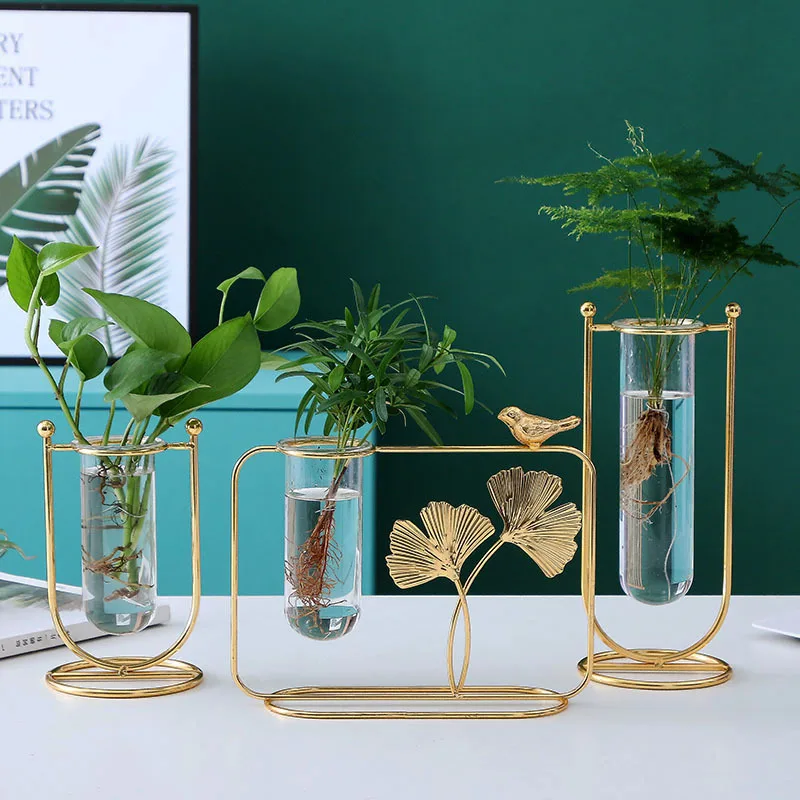Стеклянная ваза из розового золота для украшения стола ресторана Геометрическая гидропоники цветов растений
