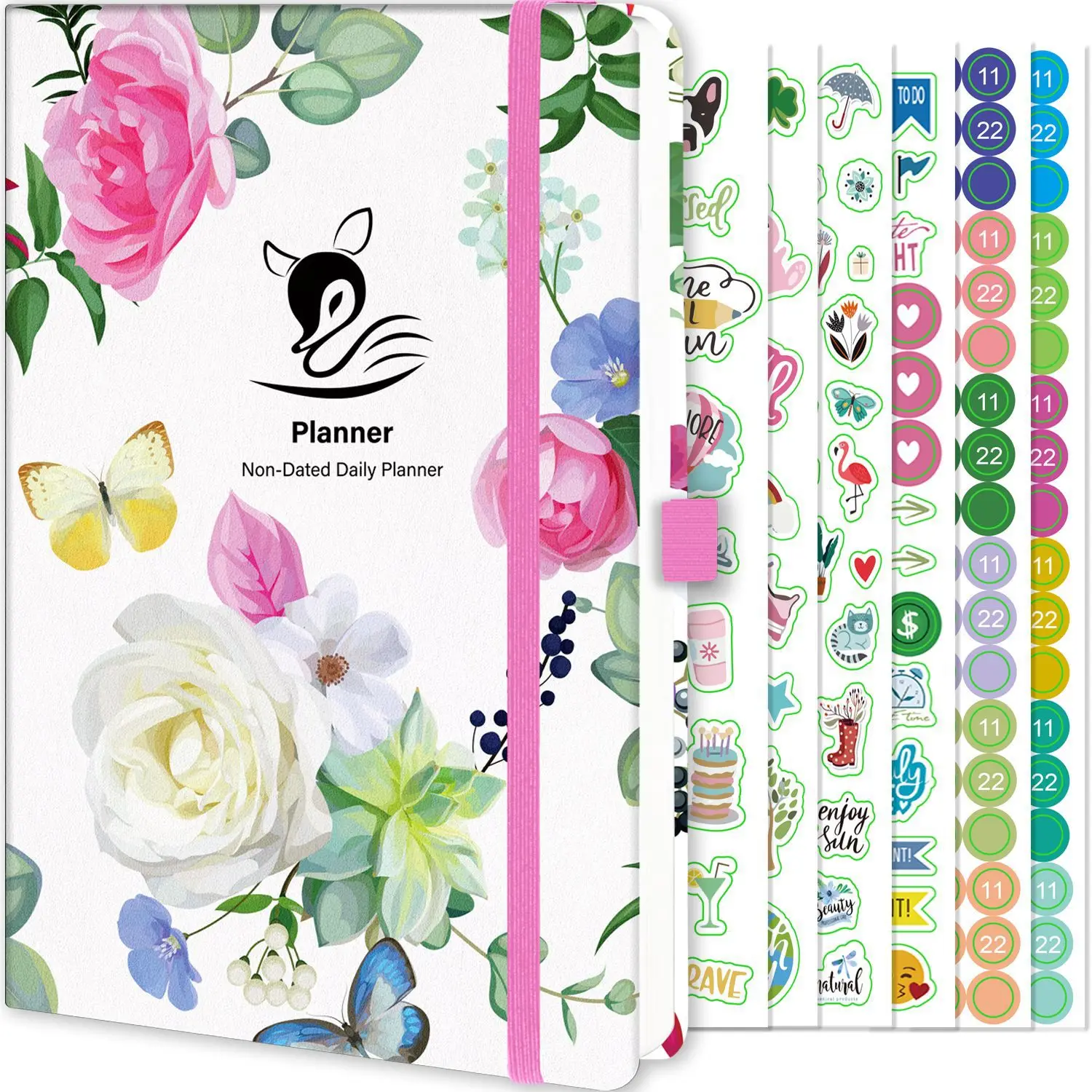 2024 Non-Dated Planner Notebook PU Leather Notebook Hardcover Journal with A5 Note