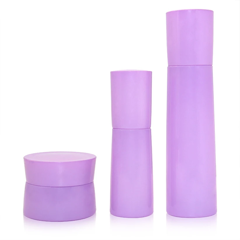 Luxury Glass Lotion Containers 30 50 80g 40 120 ml Skincare Packaging purple Cosmetic Bottles And Jars Sets For Sale
