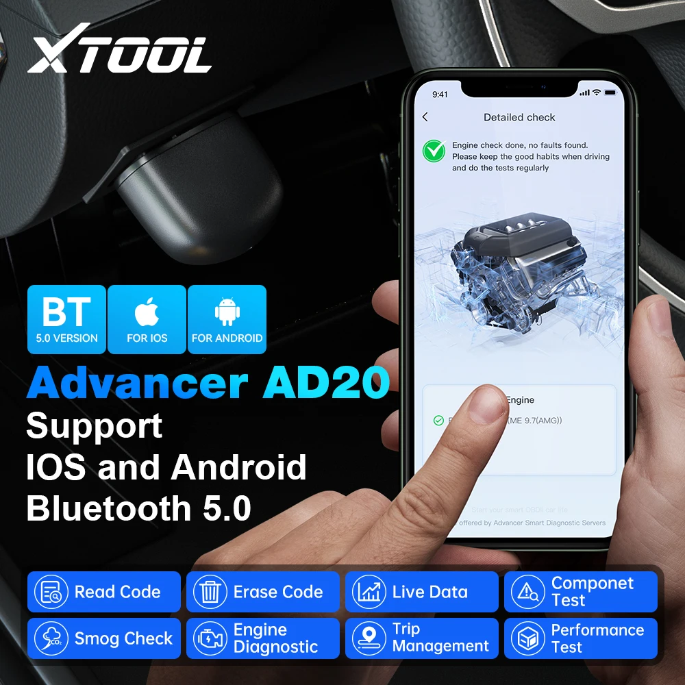 XTOOL Advancer AD20 Car Engine Diagnostic Tools OBD2 Code Reader Scanner Android /IOS Better than ELM327/AD10 Update Online