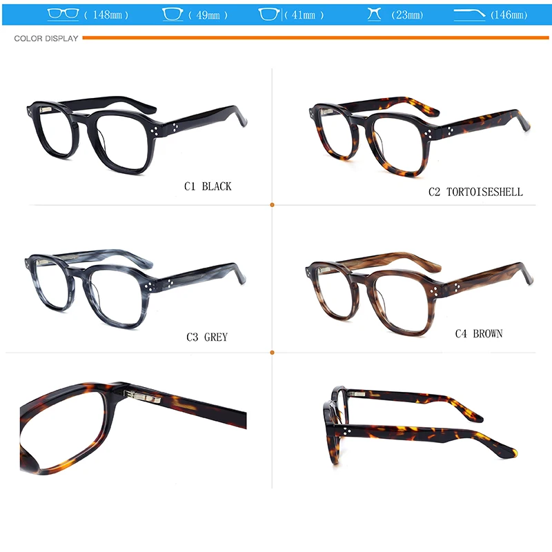 Glasses Manufacture  Fashion Handmade Custom Logo Clear Lenses Acetate Glasses Optical Frames Brand Luxury Eyewear