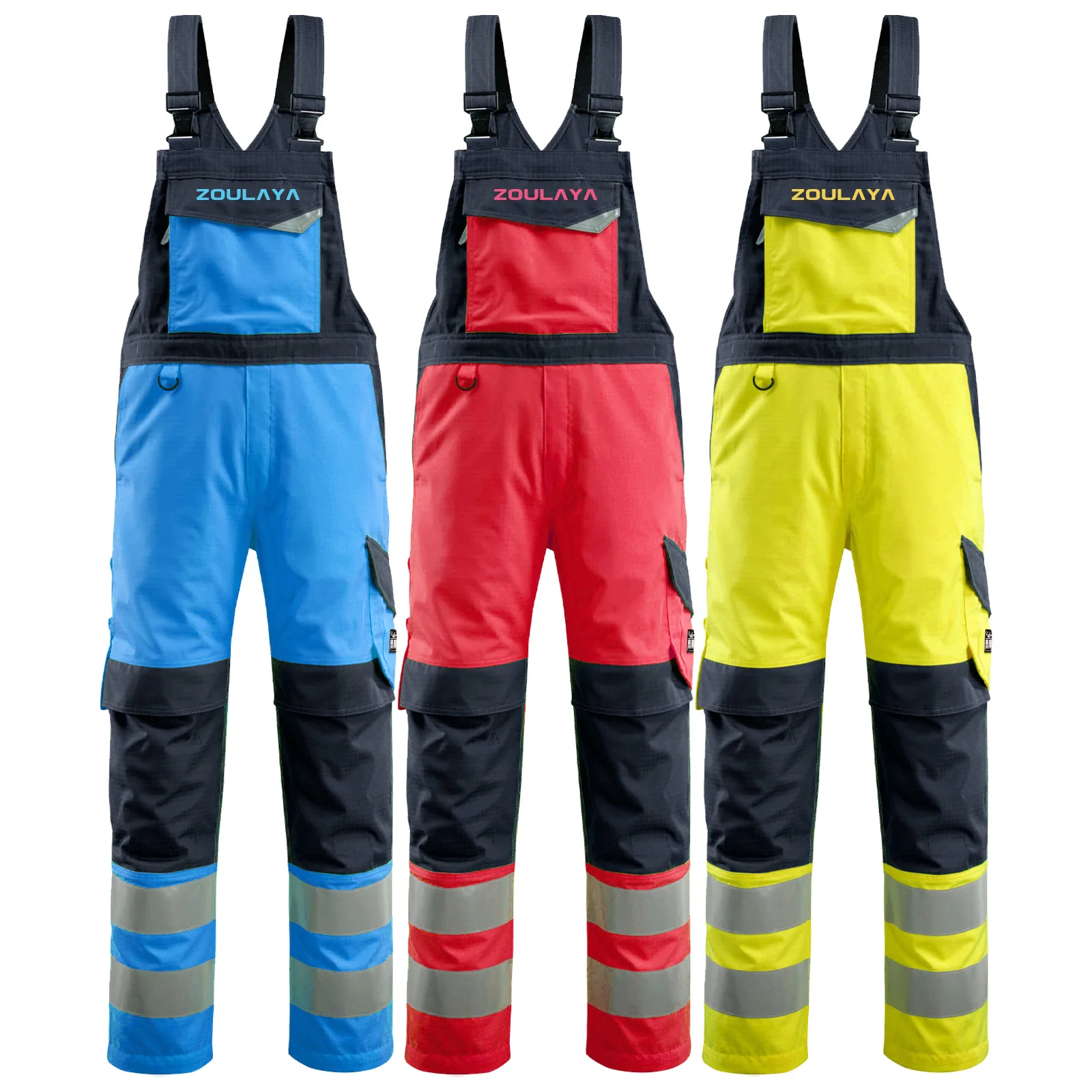 Factory Price Reflective Split Worker wear Safety Work High Visibility Bib pants Ski Men Suspenders Bib pants