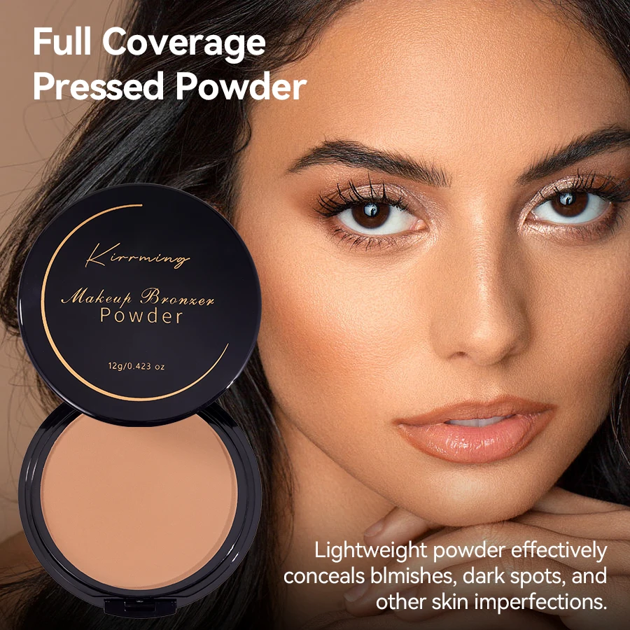 Kirrming Pressed Powder & Contouring Oil Control Waterproof Long Lasting Matte Delicate Compact Bronzing Powder For Dark Skin
