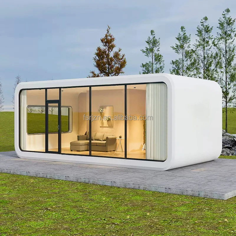 Manufacturer Hot Selling Mobile  Apple Cabin Aluminum Green Prefab House On Wheels Pod Soundproof For Camping