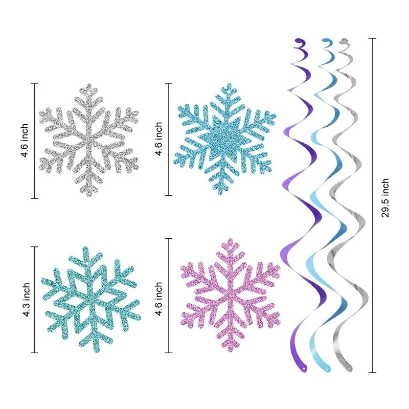 12Ct Christmas Snowflake Hanging Swirl Decorations Winter Party Wonderland Xmas Holiday Supplies christmas decor
