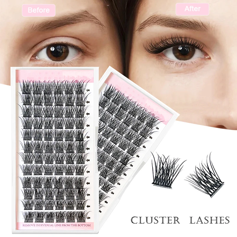 wholesale fluffy 4 in 1 mixed sizes 8-16mm extensions cluster lash customizable diy superfine 30d 480 kit with private labeling