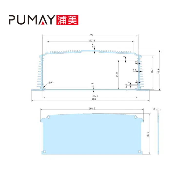 234*80.5-250 mmtester enclosure light weight aluminum junction housing electronics case