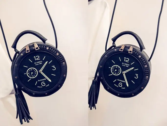 
Newest High Quality Clock Design Mini Shoulder Bag Travelling Sports Tote Bag Lady Handbags Custom Logo with tassel 