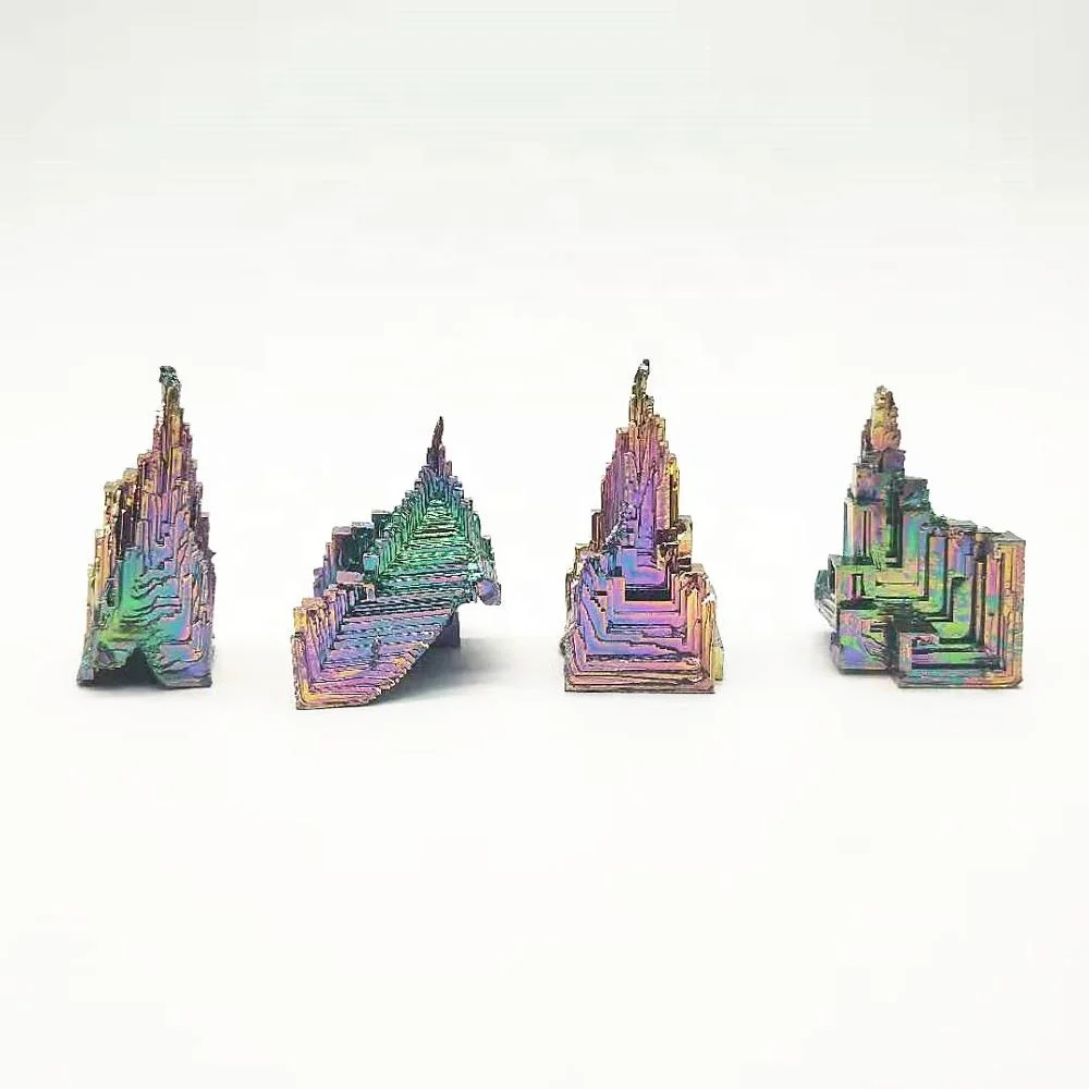 Wholesale natural metal mineral seven color bismuth crystal pyramid energy generator