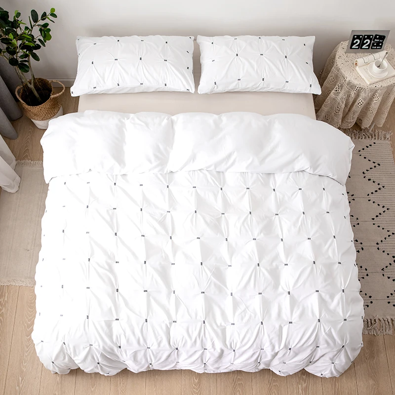 
Duvet Cover Set With Pillowcases Home Textile Bed Comforter Cover Luxury Bedding Set Bedclothes King Queen Twin Size White Black 