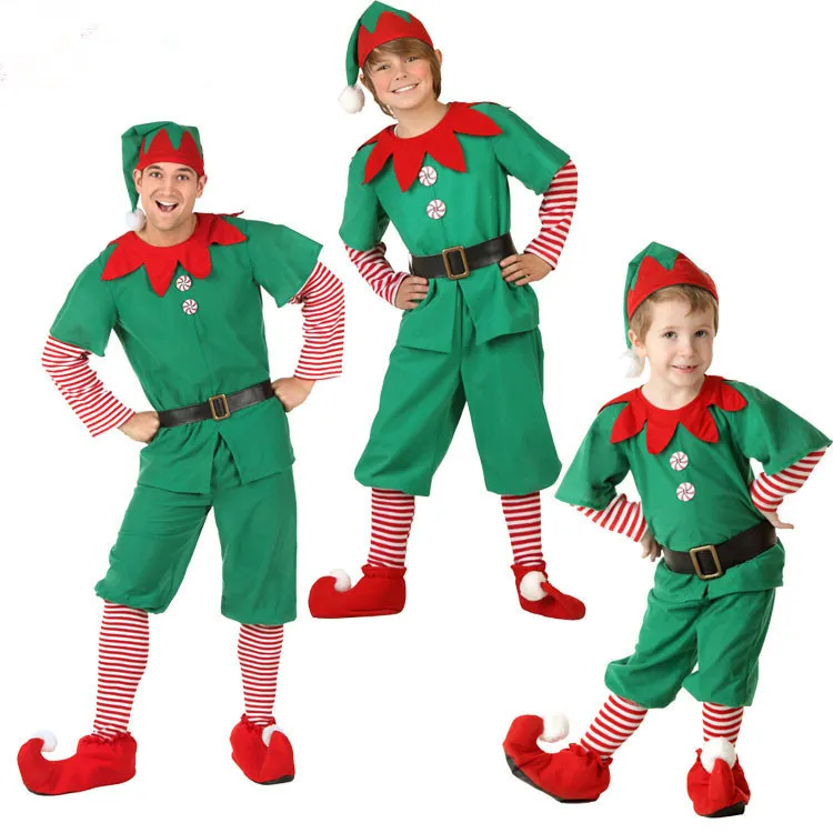  Children men women Christmas Halloween adult elf green family parent-child cosplay costume