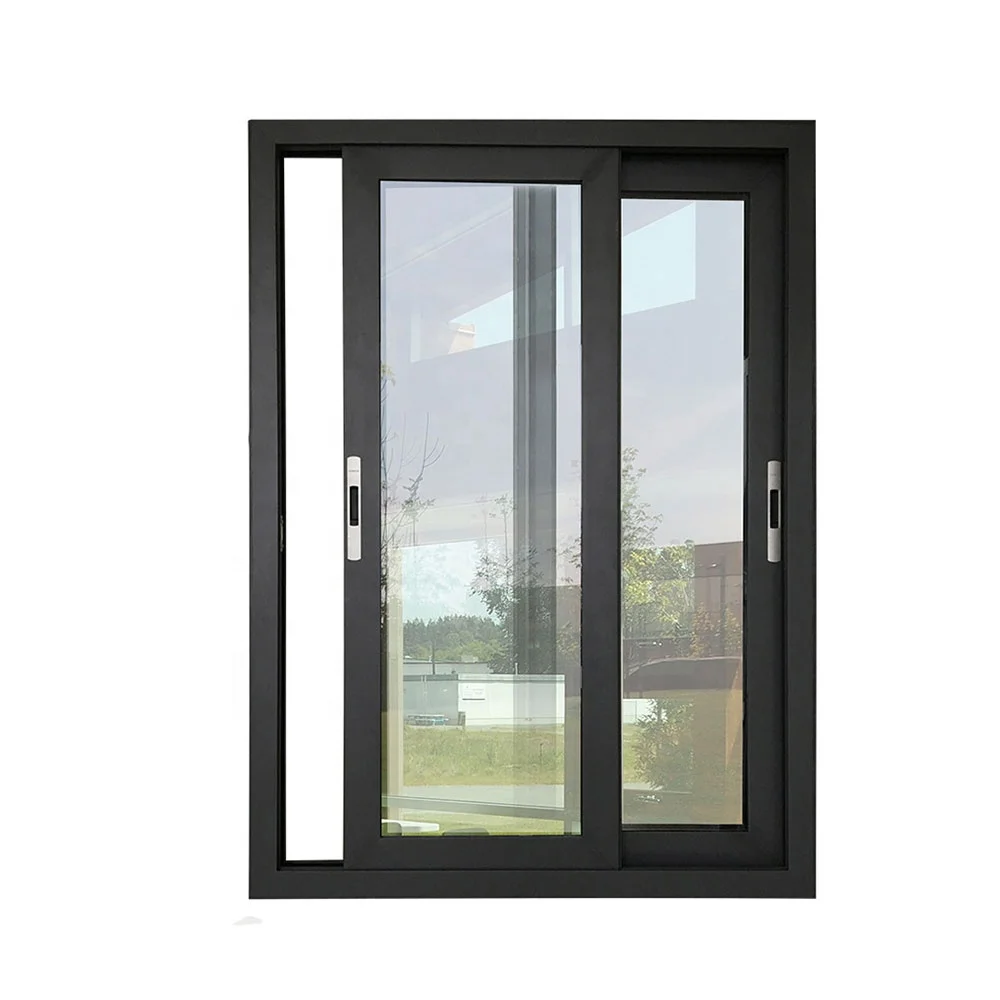 Hurricane Impact Double Pane Sliding Glass Windows with Grill Aluminum Sliding Window Mosquito Net