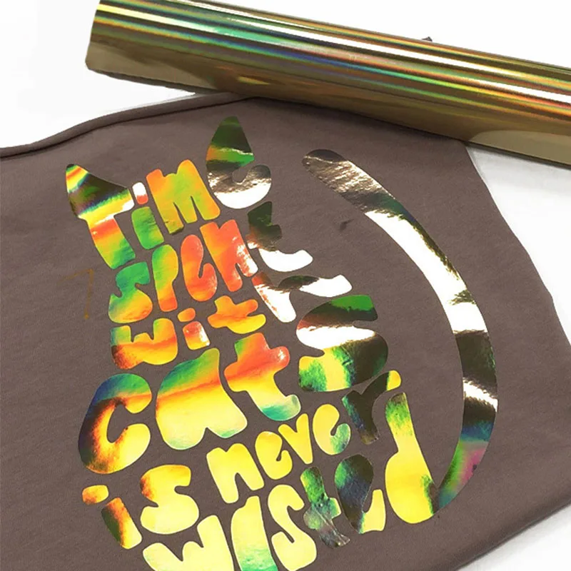Custom Logo Transfer Paper Printing Dazzle Colour Heat Transfer Printing Film  Garment Holographic Screen Printed Heat Transfer