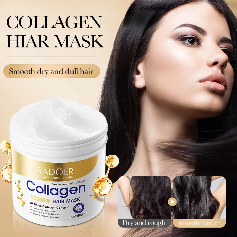 OEM SADOER Private Label Pure Natural Collagen Repairing Hair Mask Organic Hydrating Repair Split Hair Care Treatment
