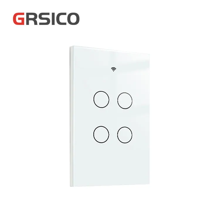 US Standard Wireless Remote Control 4Gang No Neutral Line Zigbee Light Switch Panel With Alexa and Google Home