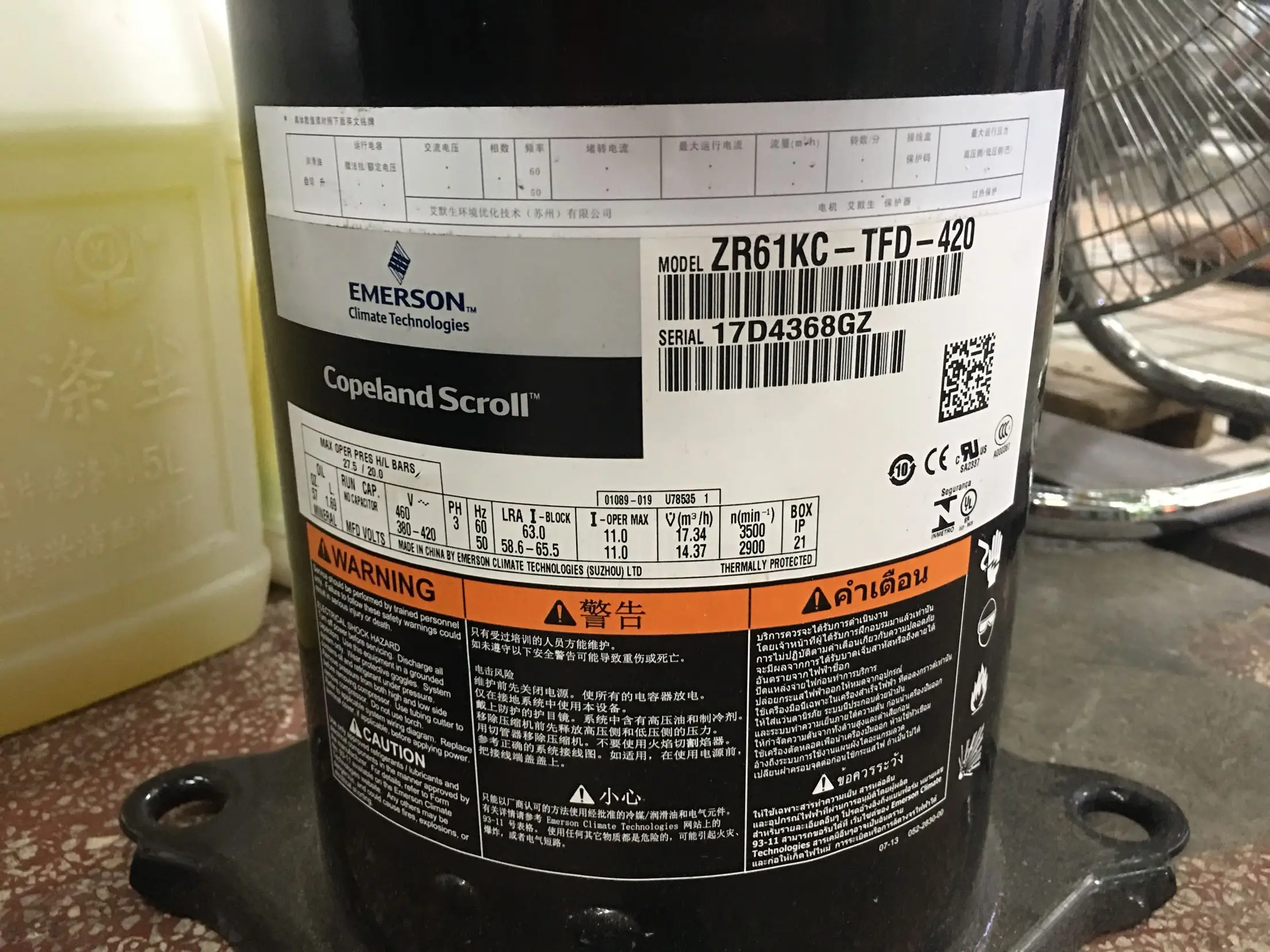 Original for Copeland ZR61KC-TFD-420 ZR72KCE-TFD-422/420 Air Energy Water Heater Compressor