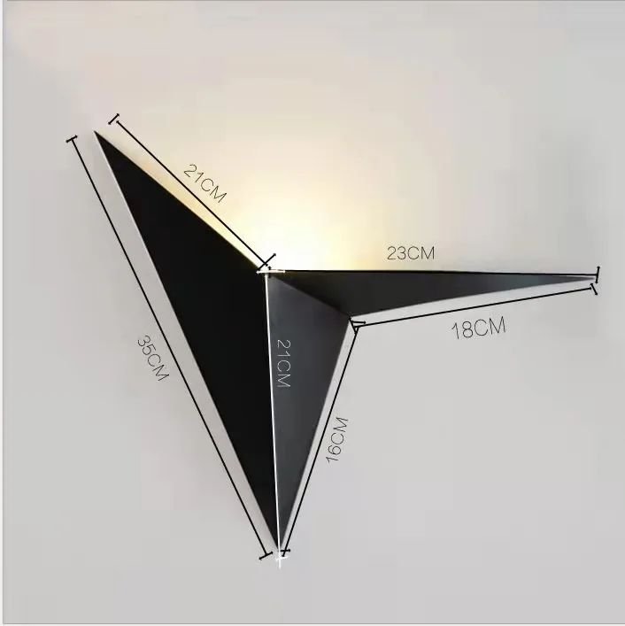 Creative Wrought Iron Special-Shaped Triangle Wall Lamp Nordic Minimalist Bedroom Bedside Study Hotel Room Mirror Headlight