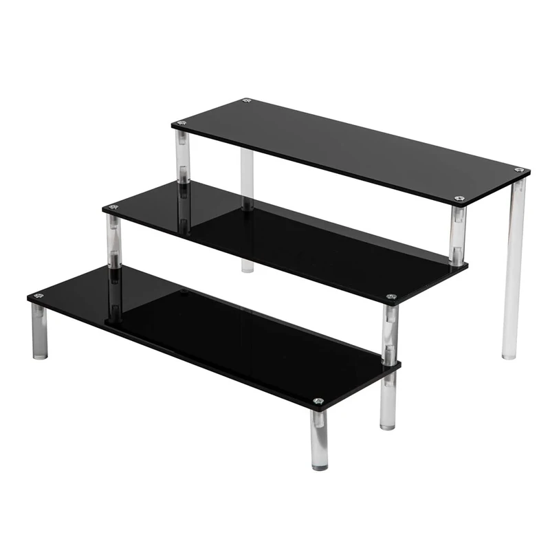Black Acrylic Display Stand Perfume Display Stand 3 Tier Desserts Holder Cupcake Display Steps For Organizer and Decoration