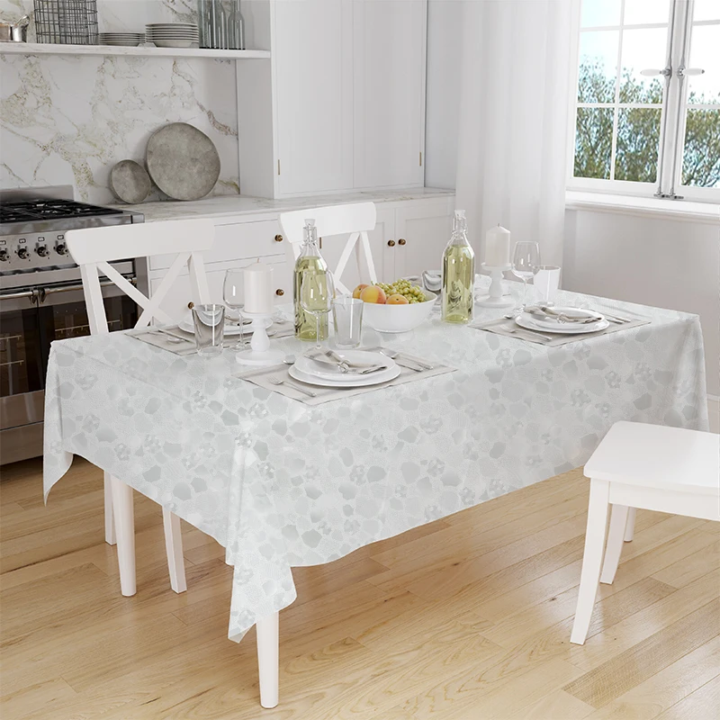 Rectangle 140*180 cm Pebble Texture Transparent Stain-Resistant 3D (Embossed) PEVA Plastic Tablecloth For Wedding Party Banquet