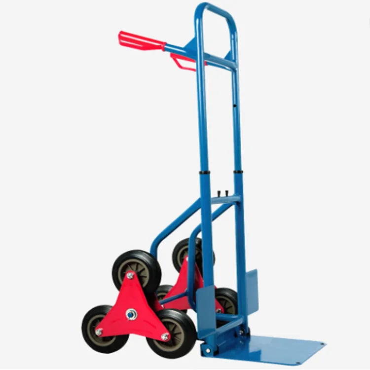 Steel collapsible telescopic six-wheeled cart used for climbing stairs