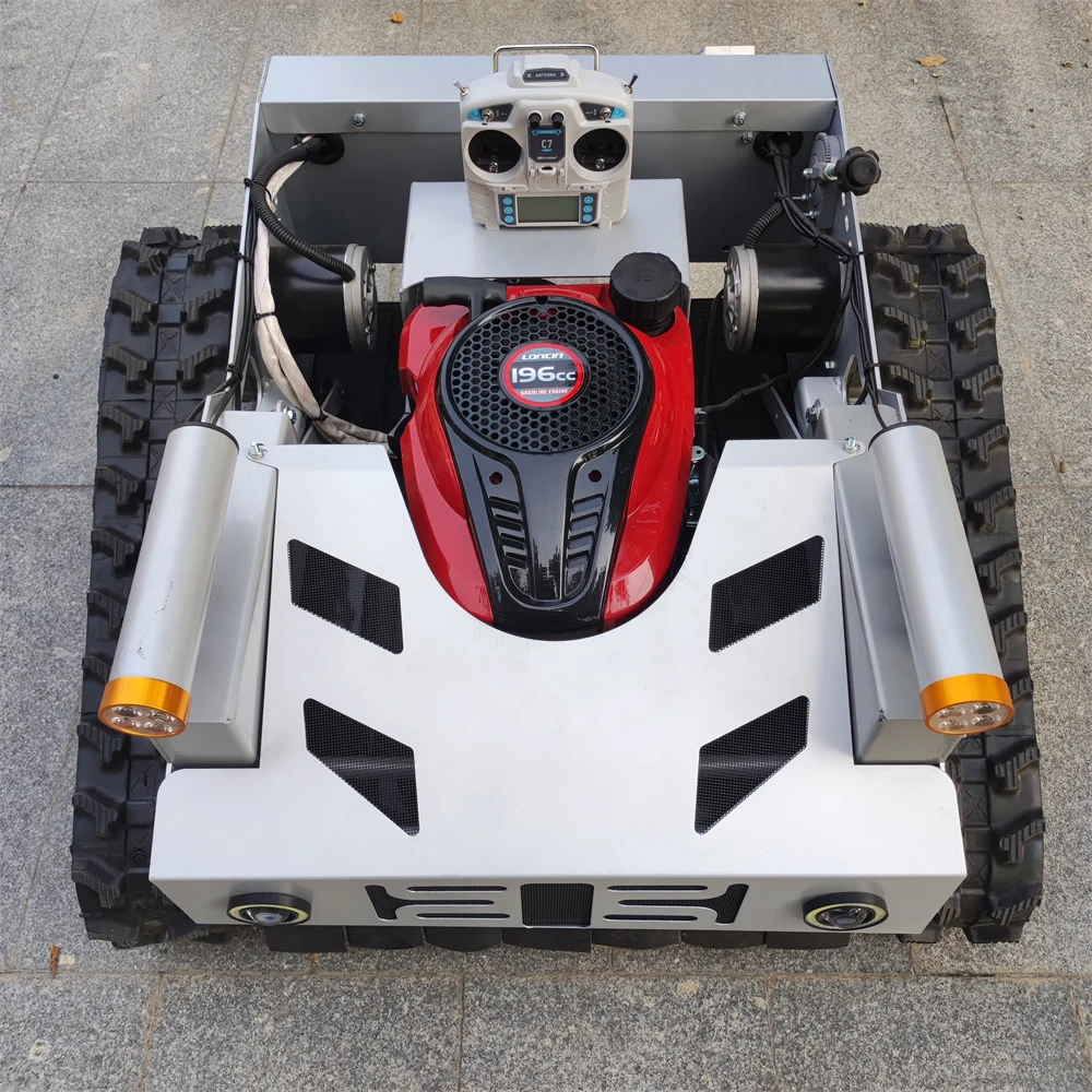Multifunctional Remote Control Crawler Gas Lawn Mower Robot Small Robotic Garden Lawn Mower For Wasteland Mower On Road Slope