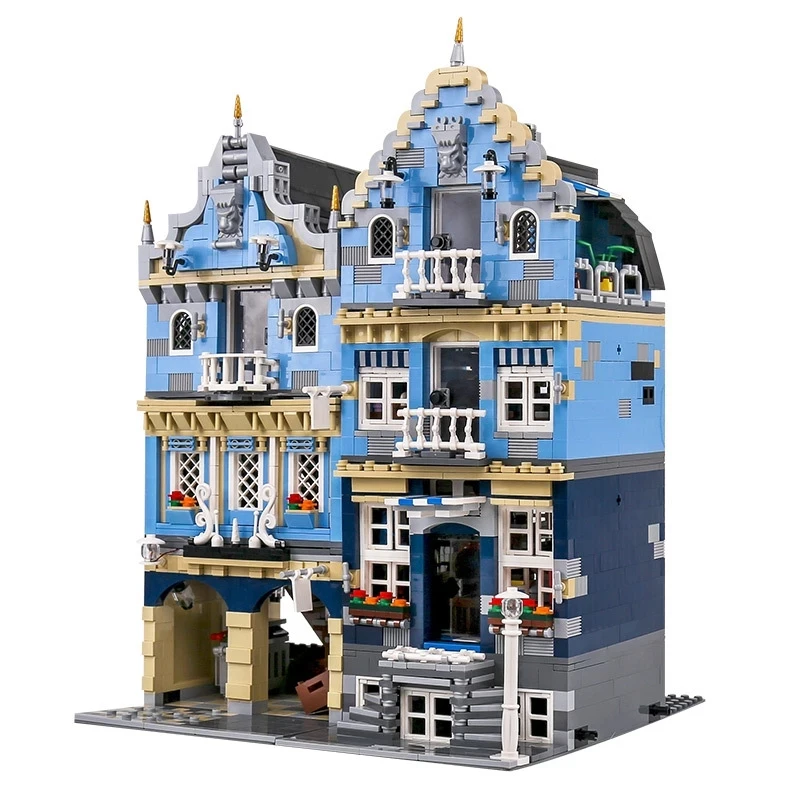 16020 City Street View European Market Street 10190 Architectural Model Assembled Puzzle Kid Toy DIY Building Block House