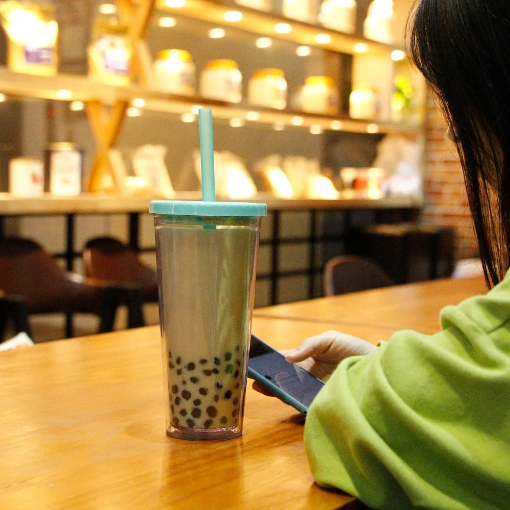 Экологичные многоразовые соломы Боба чашки 24 oz акриловый косметический дисплей, акриловый дисплей ювелирных изделий с двойными стенками из прозрачного пластика стакан