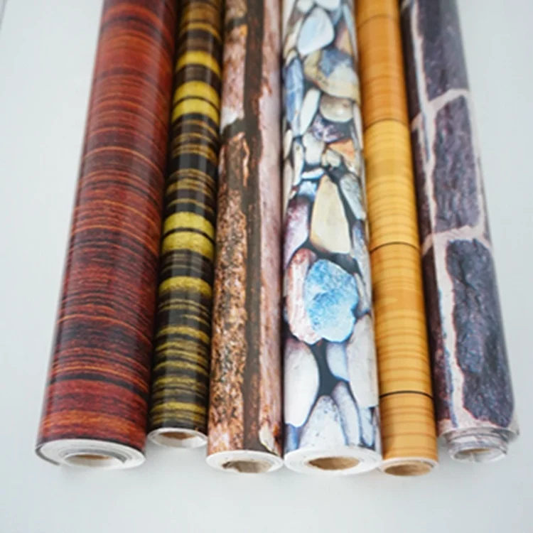 Self Adhesive Decoration Pvc Glossy Poly Vinyl Pearly Membrane Sticker Furniture Wallpaper Rolls 3D Wallpaper Brick