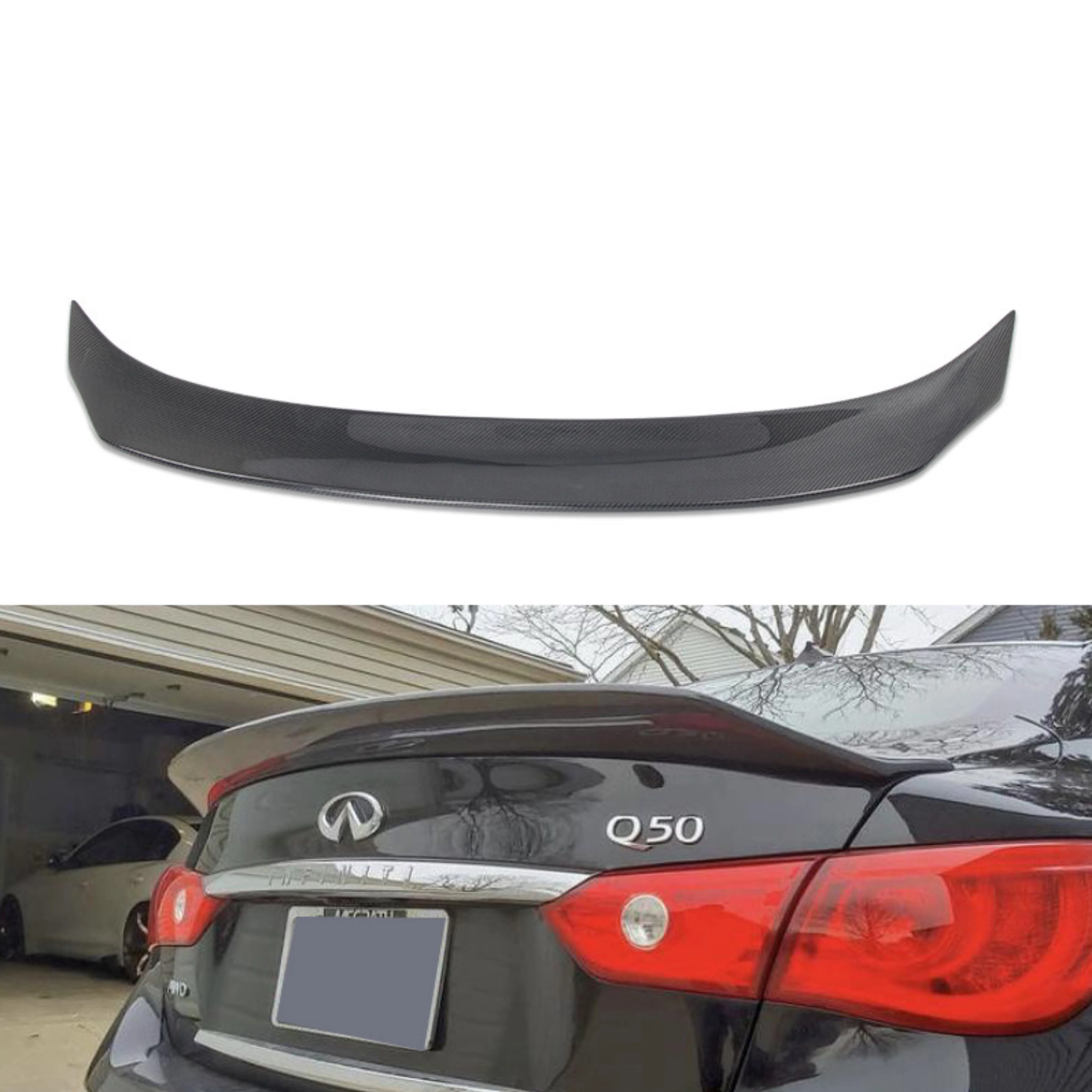 q50 Carbon Fiber Tail Q50 Window Protection Custom Mold Opening 3K Dry Carbon