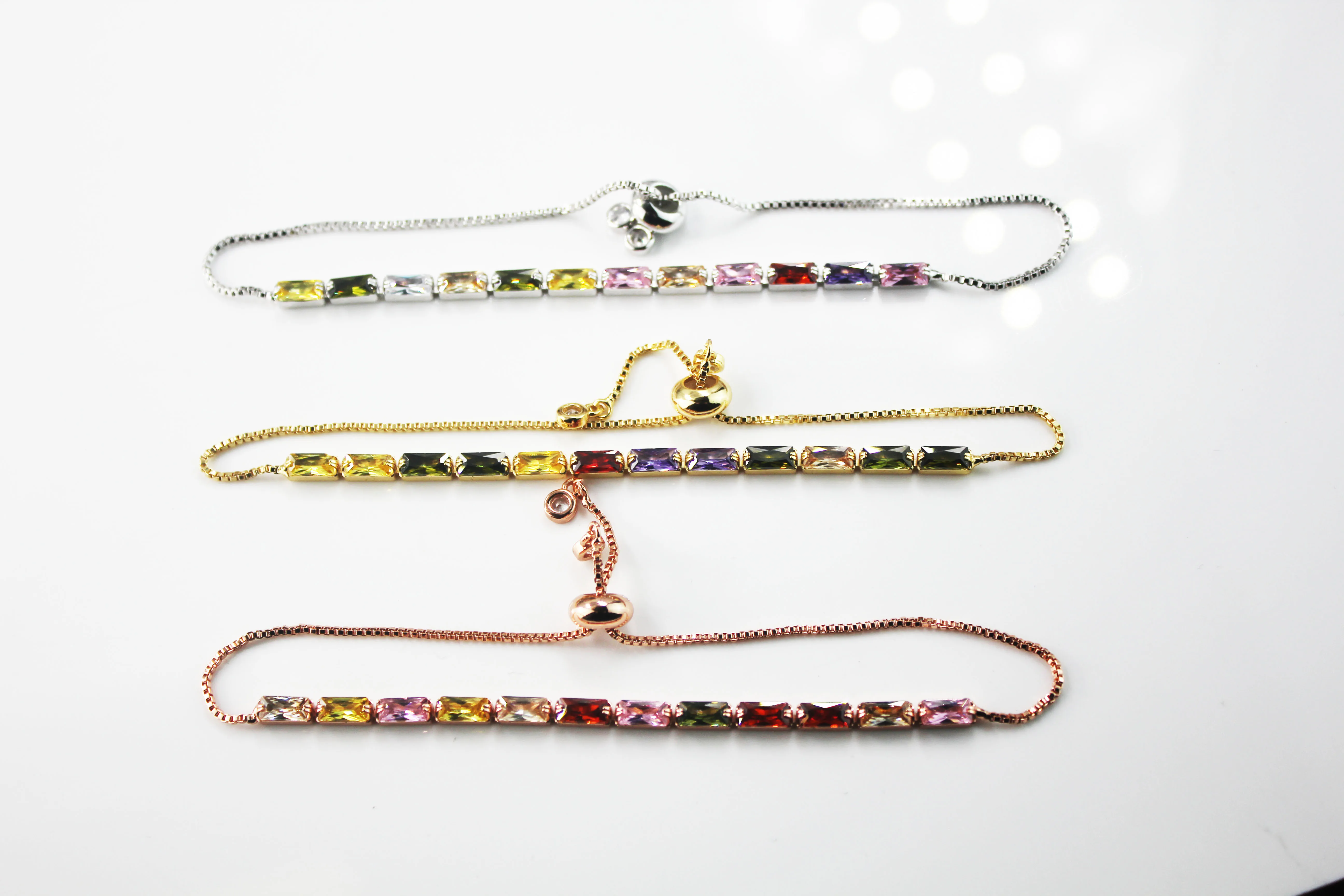 BMZ 2024 New top grade quality colorful crystal stones bling adjustable wrap tennis bracelet