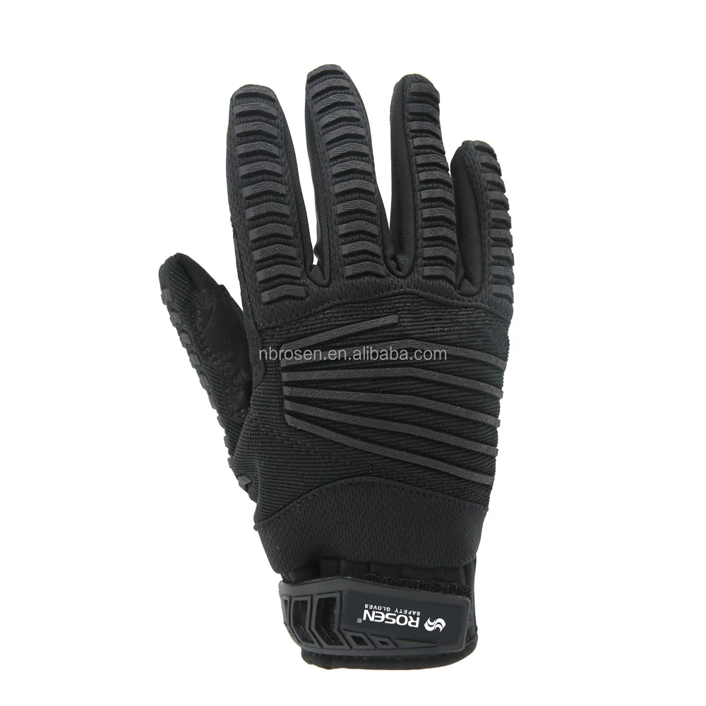 Heavy Duty Dexterity Soft Microfiber Knuckle Protection SBR Padding Palm PU Leather Safety Mechanical Industry Gloves