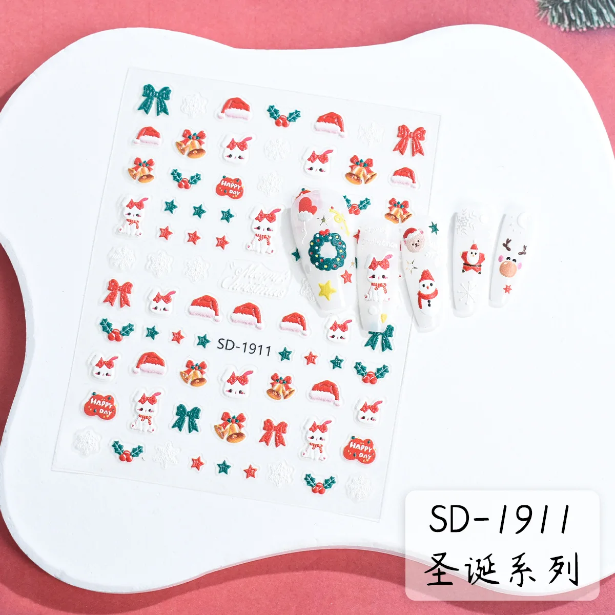 Nail Supplier Winter Self-Adhesive Decals Snowflake Elk Blue Leaves Christmas Tree Pattern Design Christmas Nail Art Stickers