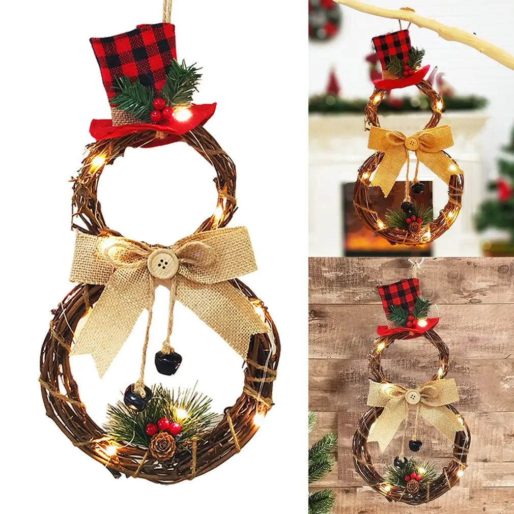 Christmas LED Garland Hanging Decoration Home Rattan Crown Wall Door Home Party Outdoor Shopping Mall Decoration Garland Wreath