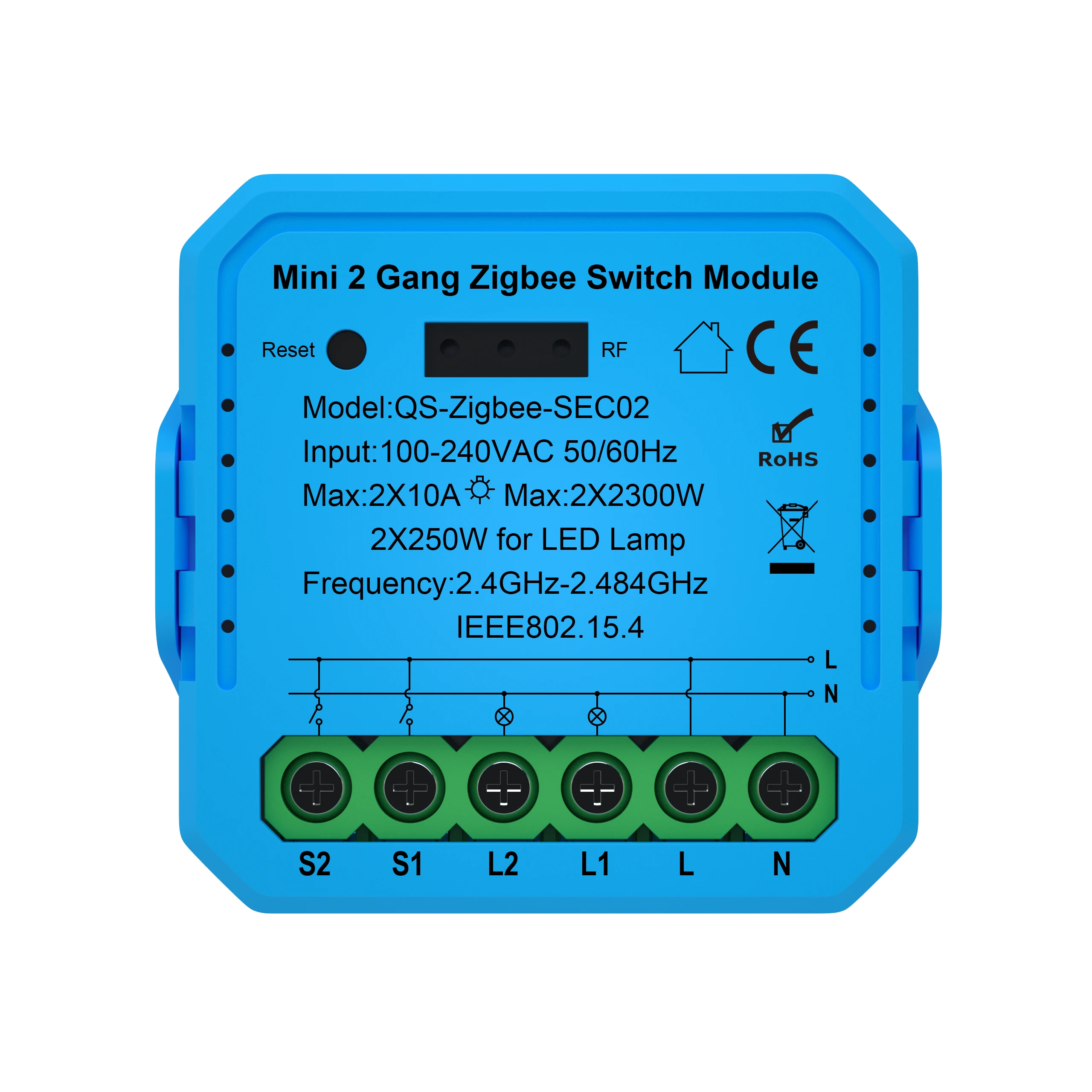 Good quality low price smart home zigbee switch module 10A 100-240V mini size new firmware Zigbee+RF switch
