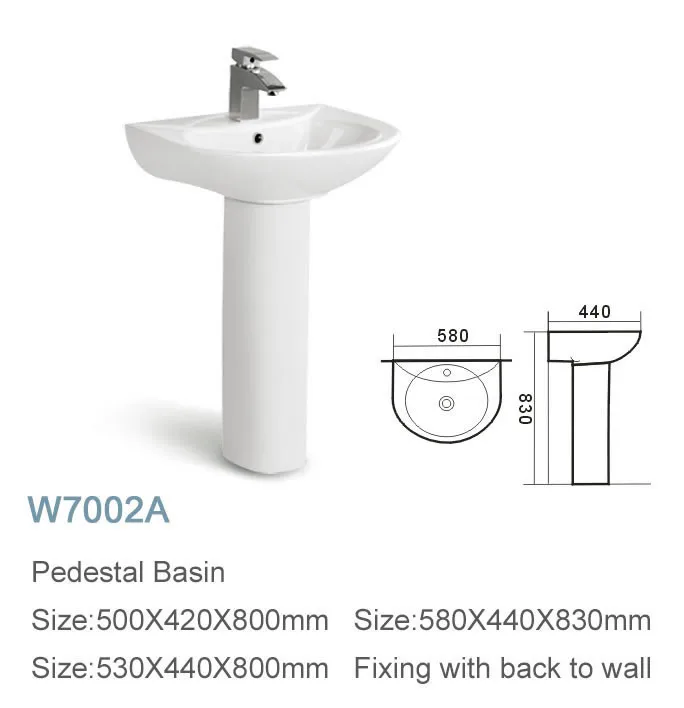 Custom color bathroom pink pedestal wash basin sink