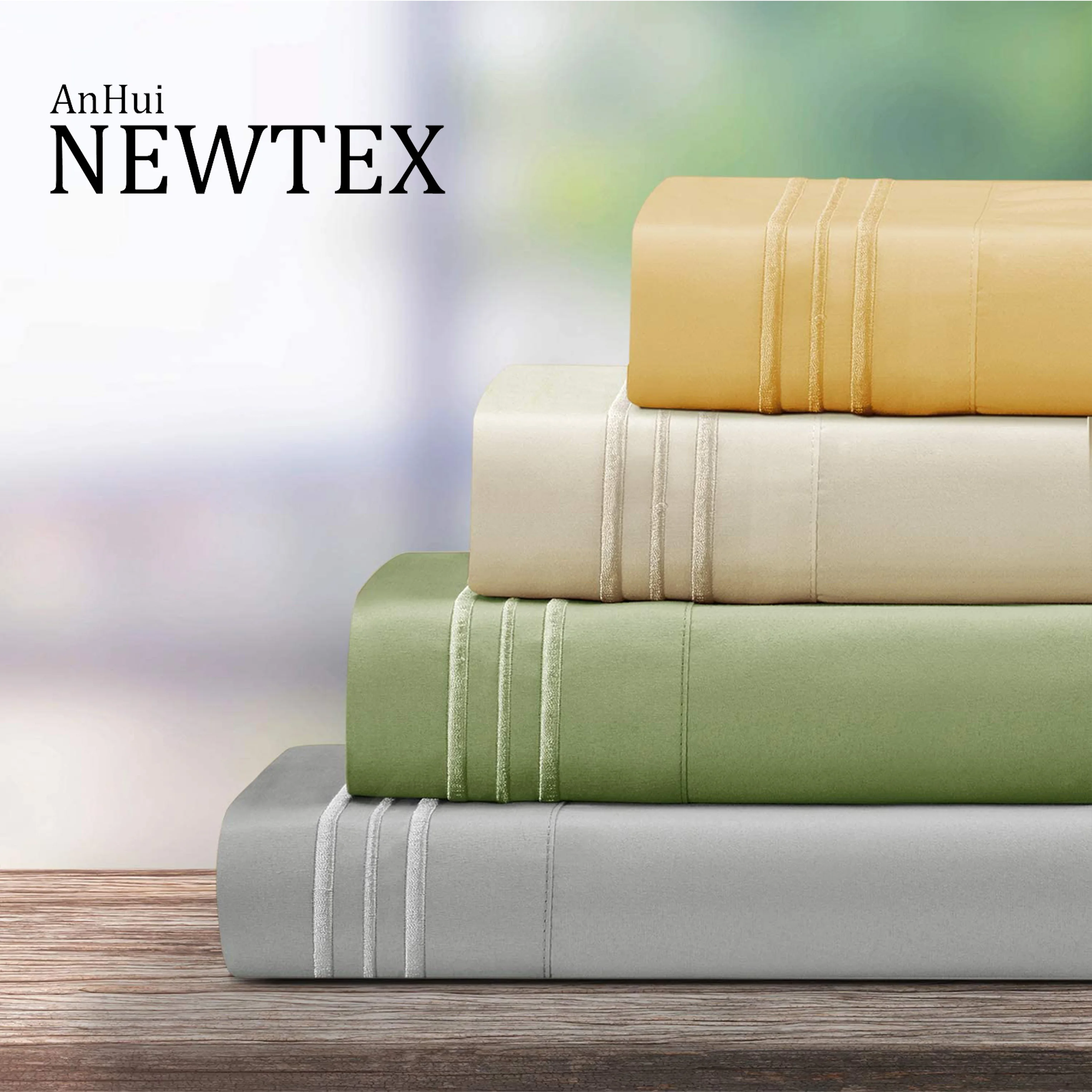 Three lines embroidery luxury hotel sabanas bed sheet 3pcs, 4pcs