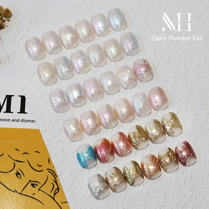 MH new design highlight fairy powder gel original manufacturer smoothies cream fairy powder gel pearl powder gel nail polish
