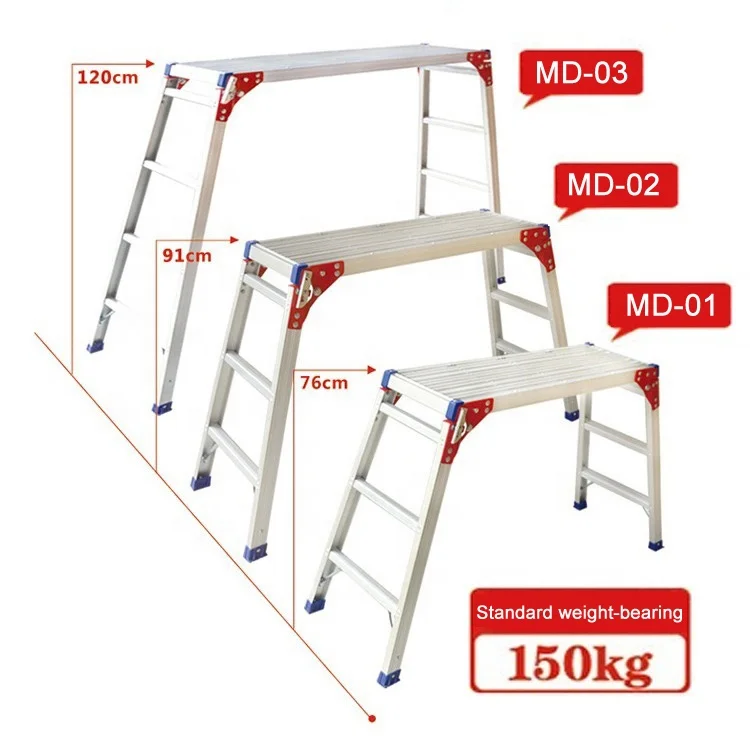 Aviation Grade Thickened Aluminum Alloy Foldable Working Platform Stool used for car washing and household climbing
