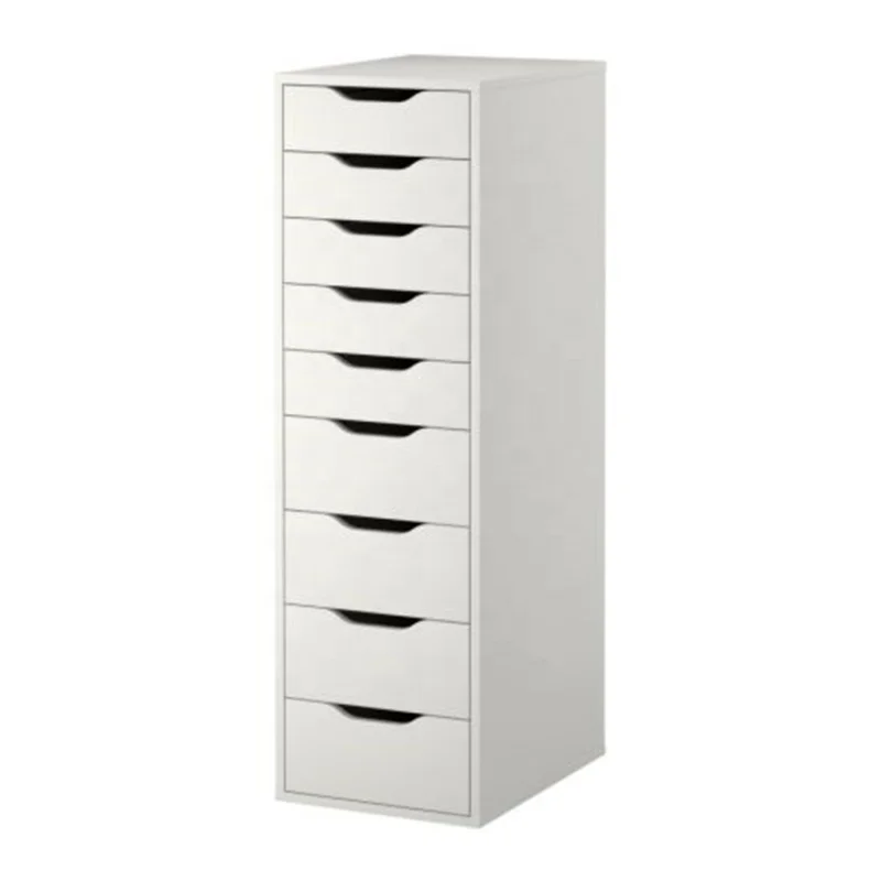 
2020 New Arrival White color Living Room Furniture Mirror Corner 9 Chest of Drawers Cabinet 