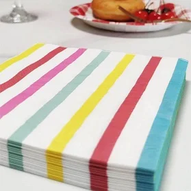Factory Customized High Quality Stripe Party 33x33cm 2 Ply Printed Paper Napkins