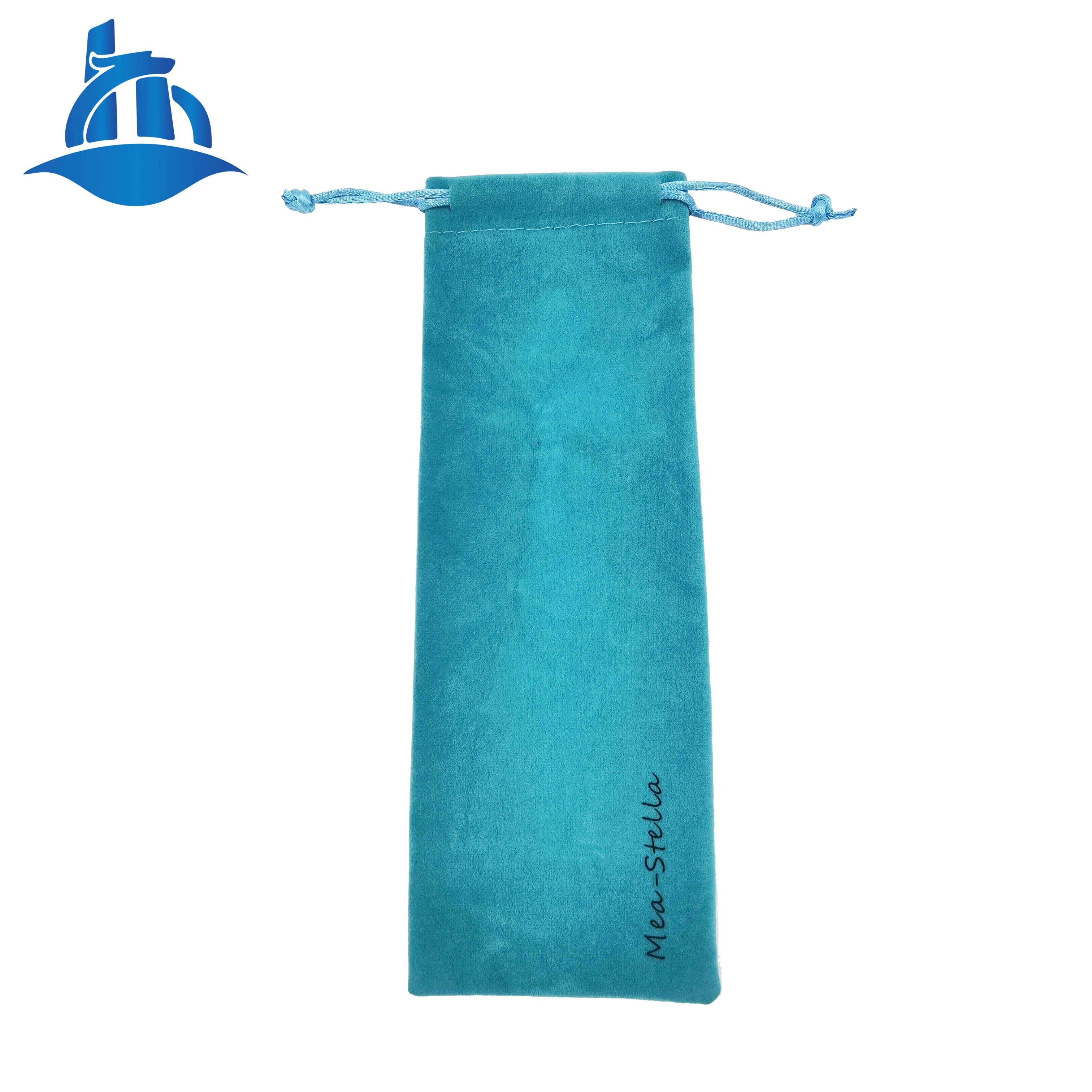Custom blue umbrella pull cord wrap comb dust bag makeup package stand up gift packaging bags velvet pouch